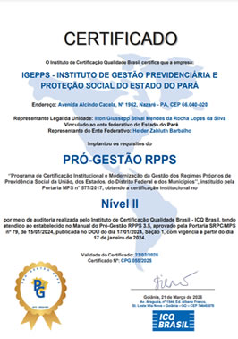 CERTIFICADO PRO-GESTÃO RPPS - NIVEL II
